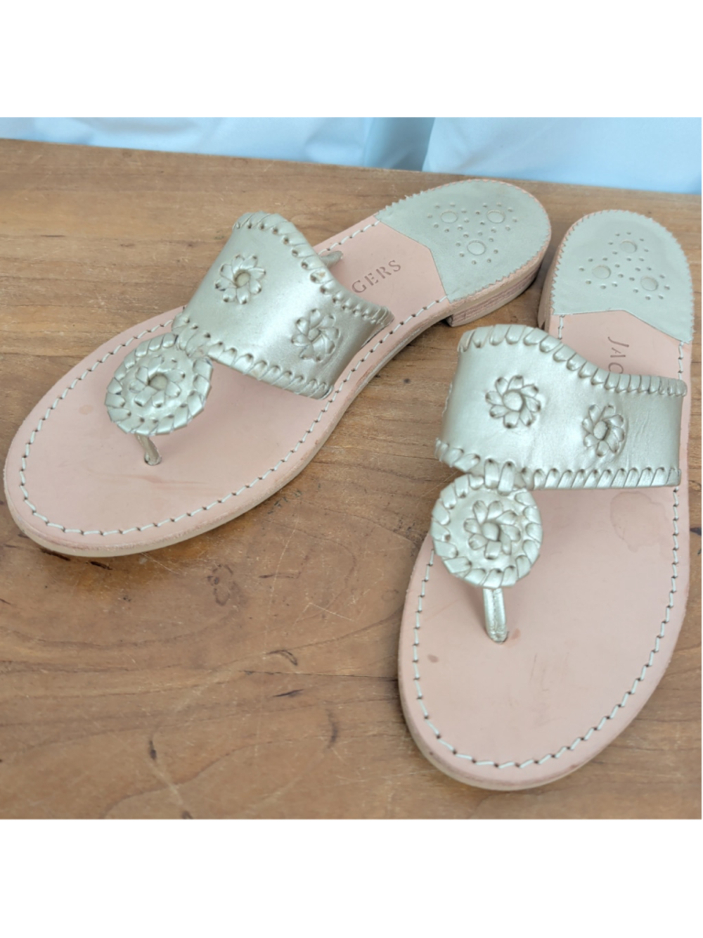 Jack Rogers Gold Leather Uppers Sandals Size 9.5M